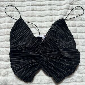 Black Pleated Crop Top